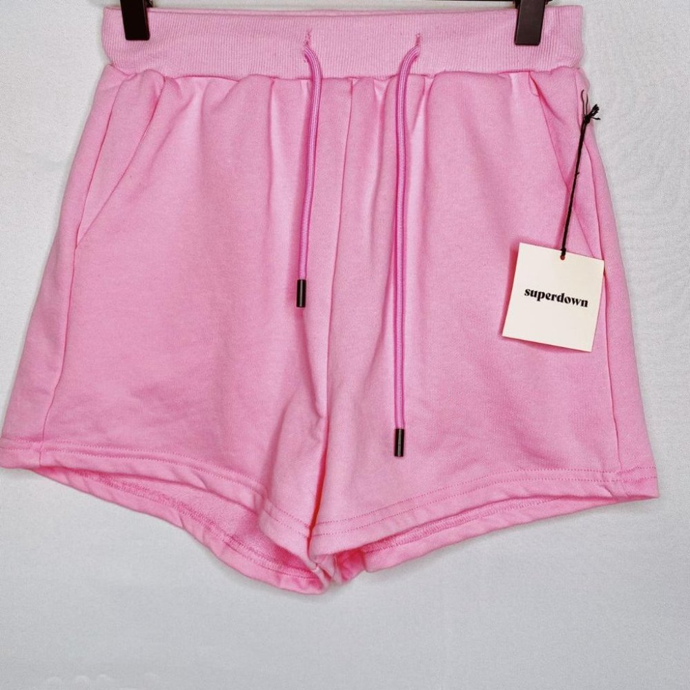 Superdown Danna Fleece High Waist Bubblegum Pink Medium Shorts Revolve - Picture 2 of 4